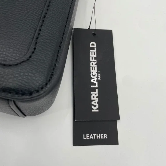 NWT Karl Lagerfeld Paris Black Leather Shoulder Bag MSRP $228 Style LH4HR3 Y2K - Picture 12 of 13